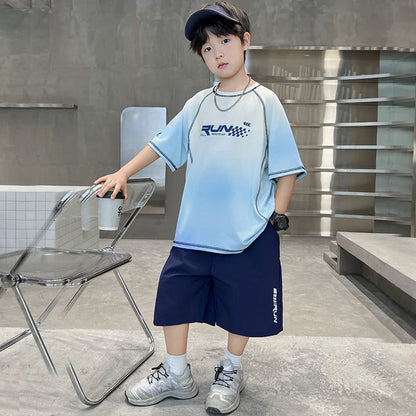 Kids Boy Summer Set Quick-drying T-shirt Shorts Clothing Set New Casual Child Sportswear 2 Pieces Outfit 5 6 7 8 9 10 11 12 14 Y