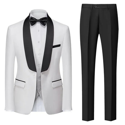 Red Men's Suit 3 Piece, Wedding Party Dress Jacket with Pants Vest, Blue, Green, Gray, Black Available, Asian Size M-5XL 6XL
