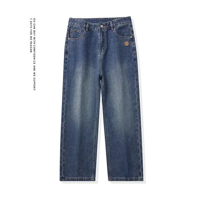 High Streets Spring Summer Men's Jeans American Retro Baggy Wide Leg Denim Pants Loose Solid Cotton Jeans Male Trendy Trousers