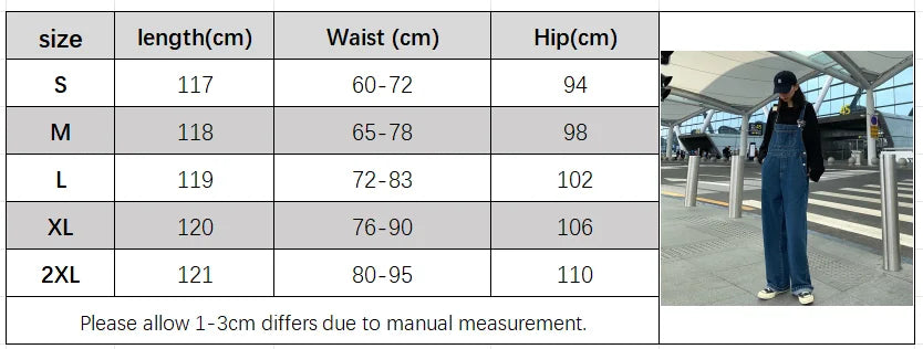 2026 New Women's Casual Wide-Leg Suspender Pants Denim Overalls with Pockets and Hooks Suitable For All Seasons