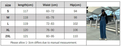 2026 New Women's Casual Wide-Leg Suspender Pants Denim Overalls with Pockets and Hooks Suitable For All Seasons