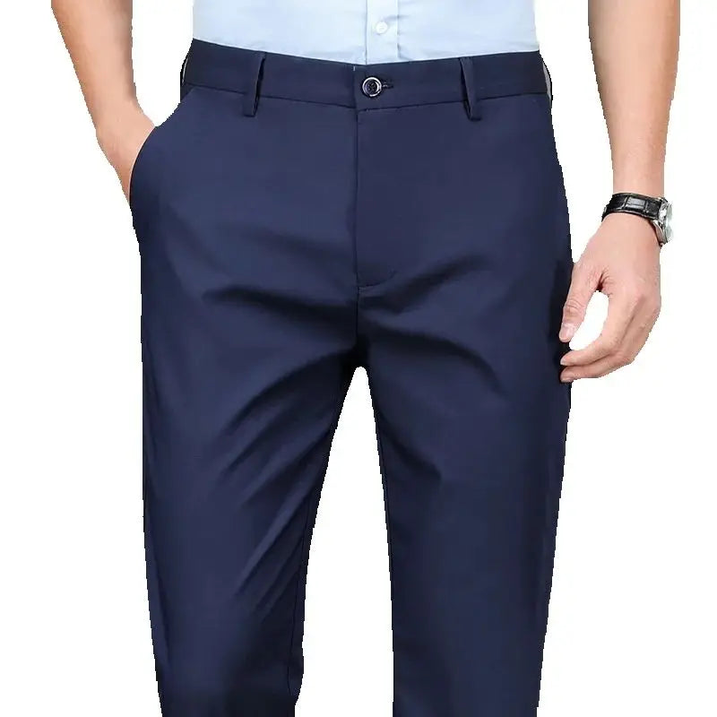 Male Pants Stretch Solid Black Smart Casual Men's Trousers Office Quick Dry Suit Pants New Spring Autumn Korean Straight Pants