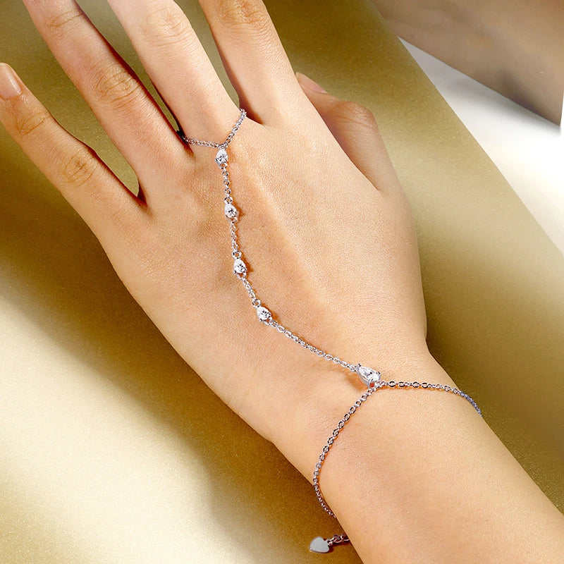 Pear Cut Genuine Moissanite Bracelets for Women Girls Luxury Chain Lab Diamond S925 Sterling Silver Plated 18K Jewelry