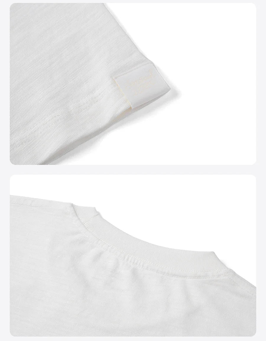 Summer New Super Loose Heavyweight 300gsm Slub Cotton T-shirts Men Letter Embroidery Tops