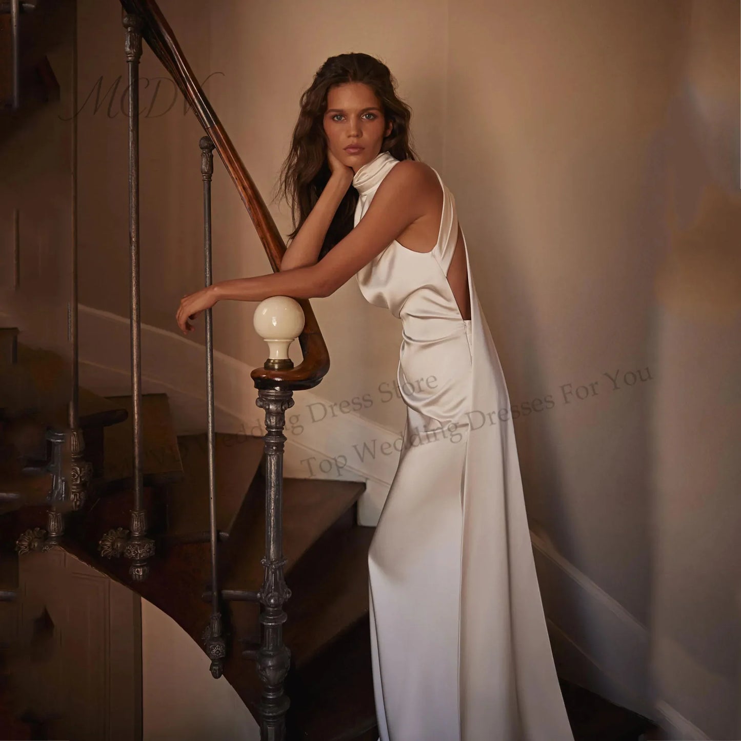 Sexy Pleat Halter Mermaid Wedding Dress 2026 Sleeveless Open Back High Side Split Vestidos De Novia Bridal Gown Customized
