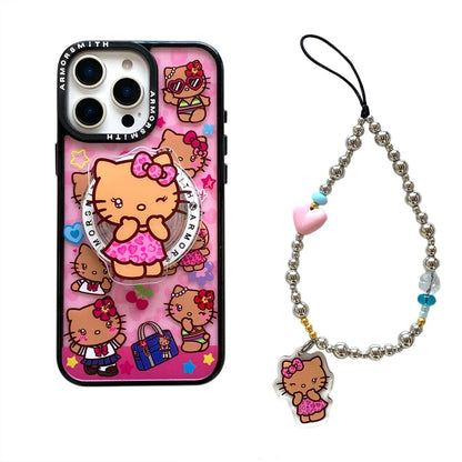 Y2K Hello Kitty Cute Cartoon Magnetic Phone Case For IPhone 12 13 14 15 16 17 Pro Max Protective Cover with Stand Fundas