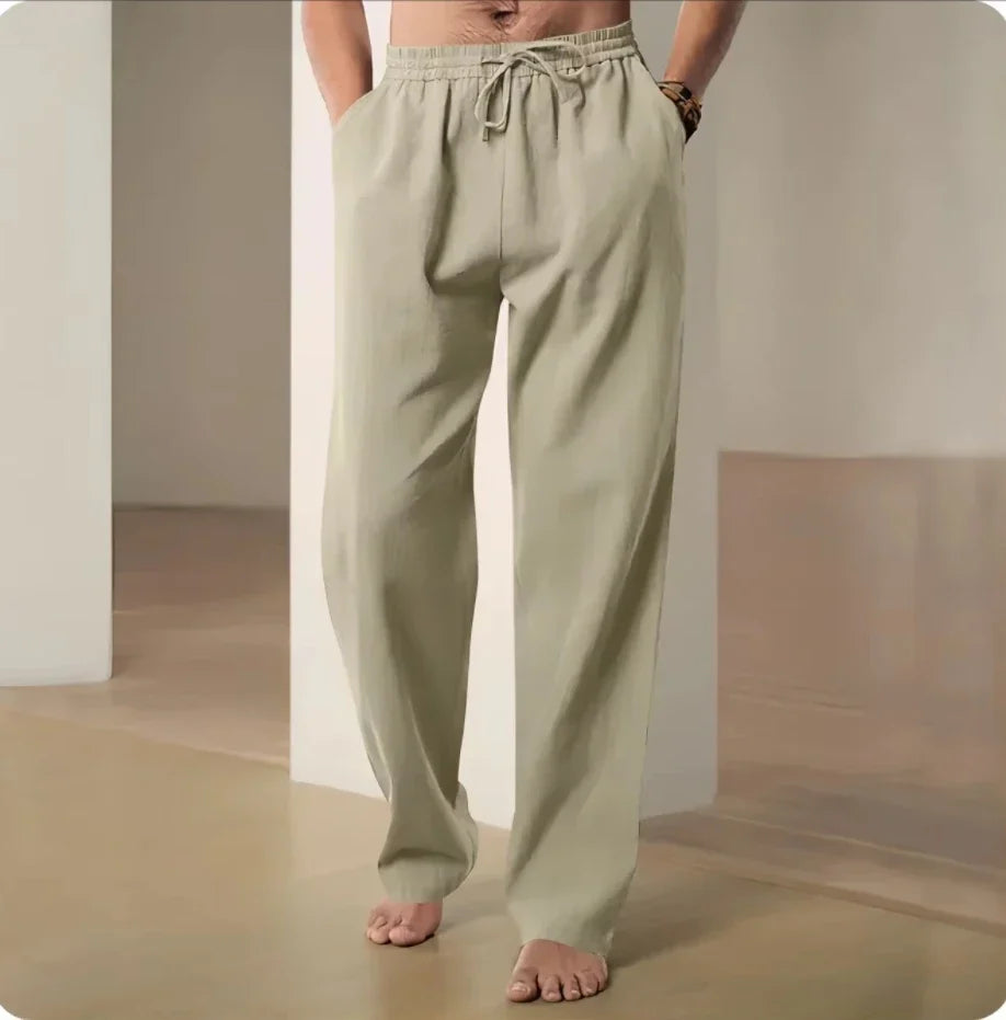 Cotton and Linen Pants Men Summer Straight Leg Casual Quick Drying Sports Pants Men Wide Leg Oversized Linen Pants 2025 New Item