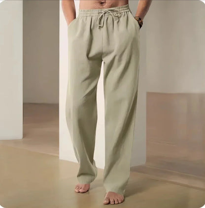 Cotton and Linen Pants Men Summer Straight Leg Casual Quick Drying Sports Pants Men Wide Leg Oversized Linen Pants 2025 New Item