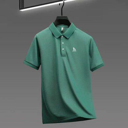 New Men's High End Brand Lape Short Sleeved Polo Shirt Summer Fashion Letter Print T-Shirt Casual Business Office Men's Clothing