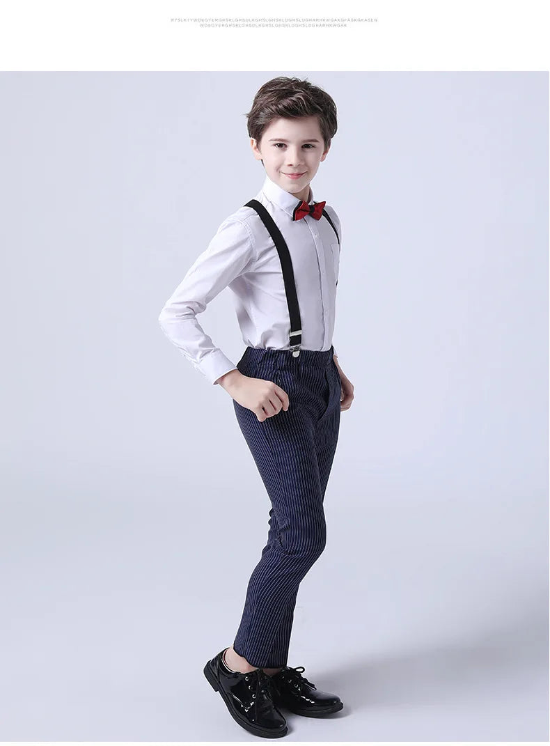 Boys Summer Wedding Suit Kids 1Year Birthday Vest Pants 2PCS Formal Suit Child Party Ceremony Costume Teenager Photography Suit