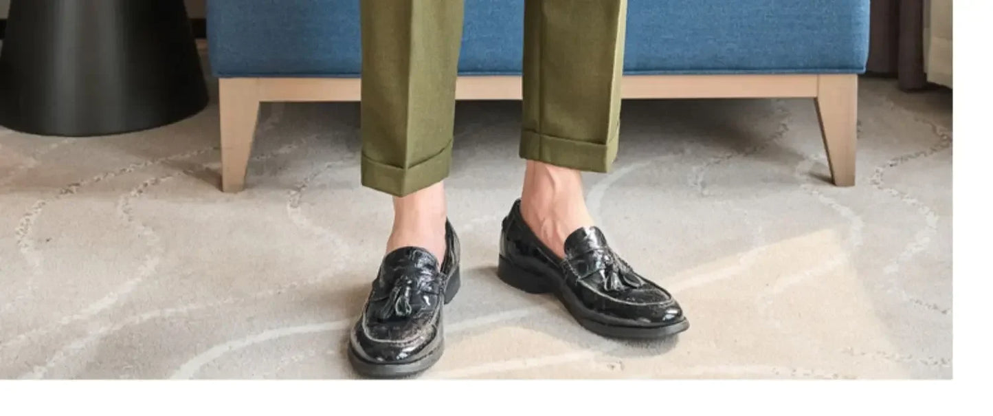 British Style Naples Men's High-end Linen Pants High Waist Straight Slim Fit Casual Trousers High Quality Solid Social Suit Pant