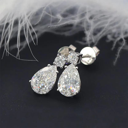 3cttw  Certified Oval/Round Cut Moissanite Diamond Drop Earrings for Women 100% 925 Sterling Silver Stud Earring Fine Jewelry