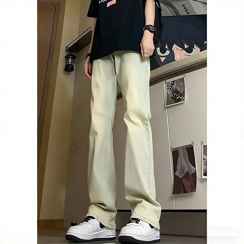 Men New Versatile American Style Vintage Blue Jeans Spring Autumn Trend Baggy Straight Leg Comfortable Men's Denim Trousers