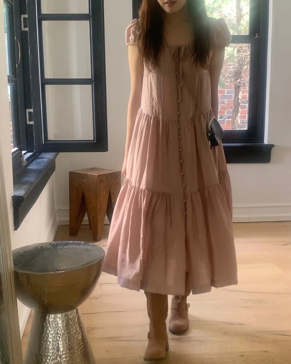 Spring 2025 Chic A-Line Dr Korean Sle Long Svel Women's Faionable Gown Ele Personali Commute Suitable Dr