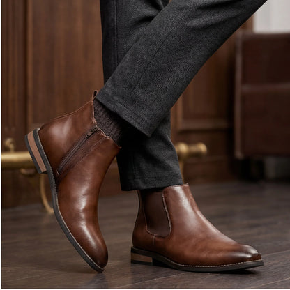 Chelsea Men Boots Fashion Brand Comfortable Leather Ankle Boots