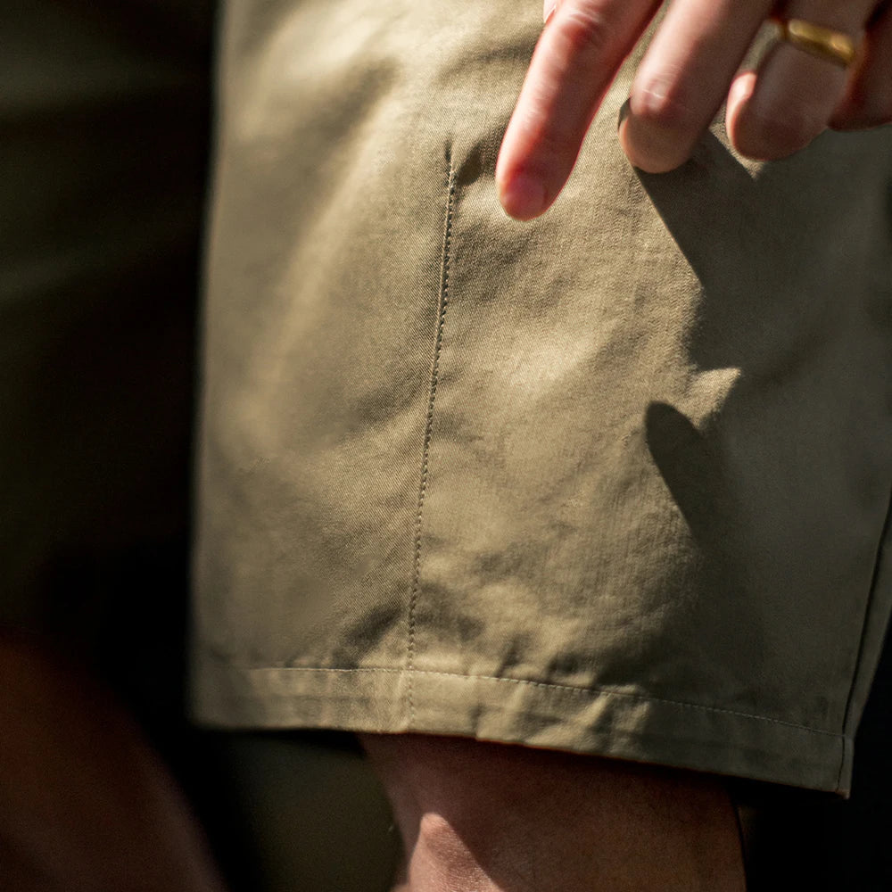 Vintage Khaki Straight Leg Shorts Men's Summer Casual Drawstring Waist Office Shorts Loose Fit Elastic Waist Bottom