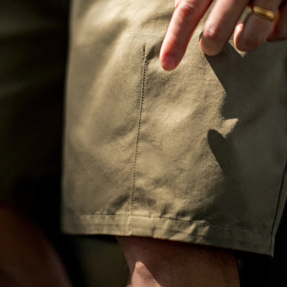 Vintage Khaki Straight Leg Shorts Men's Summer Casual Drawstring Waist Office Shorts Loose Fit Elastic Waist Bottom