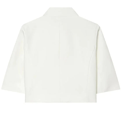 Asymmetric Crop White Blazer Woman Summer 2026 Office Wear Woman Elegant Button Short Sleeve Outerwear Fashion Suit Jacket