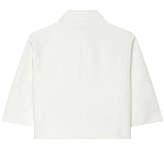 Asymmetric Crop White Blazer Woman Summer 2026 Office Wear Woman Elegant Button Short Sleeve Outerwear Fashion Suit Jacket
