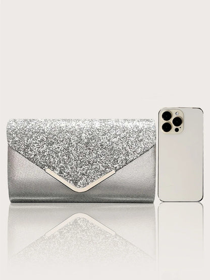 Gorgeous and elegant sparkly women's clutch bag, paired with a gorgeous rhinestone necklace, earrings and bracelet set of four.