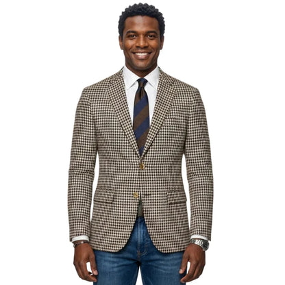 1 Piece Blazer for Men 2 Side Slit Houndstooth Plaid Casual Style Man Suit Jacket Notched Lapel Male Fashion Suit XS-5XL