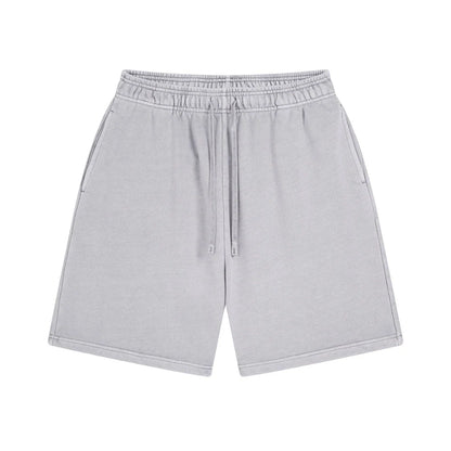 Fashion Summer Men 420gsm Washed Cotton Shorts Retro Unisex High Street Terry Knee Length Short Pants Streetwears HY0845
