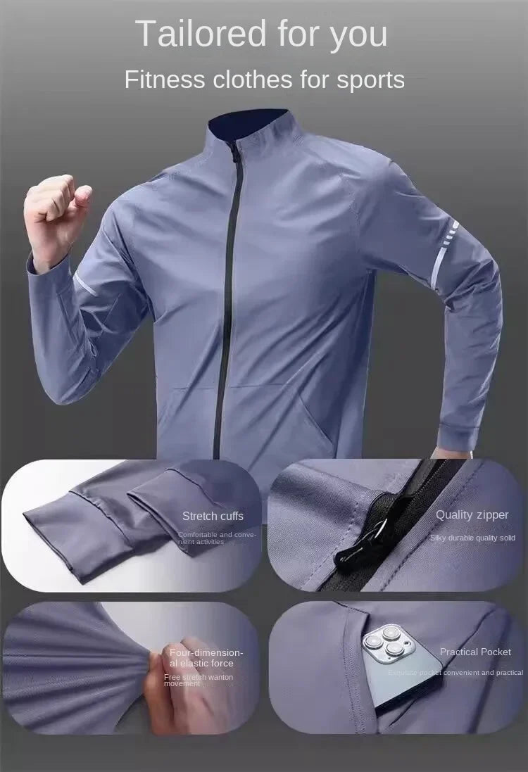 Running jacket men's autumn outdoor training jacket autumn and winter new fashion versatile zipper thin sports top outdoor marat