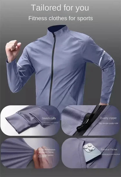 Running jacket men's autumn outdoor training jacket autumn and winter new fashion versatile zipper thin sports top outdoor marat