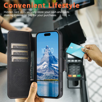 Faux Leather Wireless Charging Card Holder Stand Wallet Magnetic Flip Cover Phone Case For iPhone 17 Pro Max 16 Plus 15 14 13