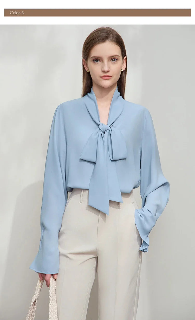 Minimalist Women's Premium Chiffon Blouse 2025 Autumn New Elegant French Luxury Commuter Basic Loose Shirt Tops 12541048