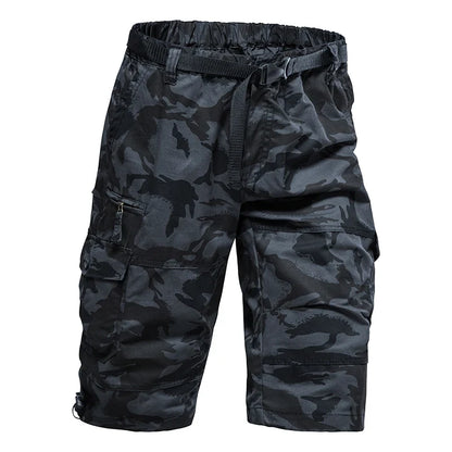 Mens Cargo Shorts Casual Half Pants Elastic Waist Summer Camo Shorts Sports Running Hiking Multiple Pockets Male Knee Pants