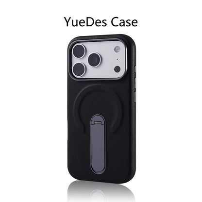 Luxury Rotation KickStand Business PU Leather Case For iPhone 17 Pro Max 16 15 14 13 For MagSafe Magnetic Matte Shockproof Cover