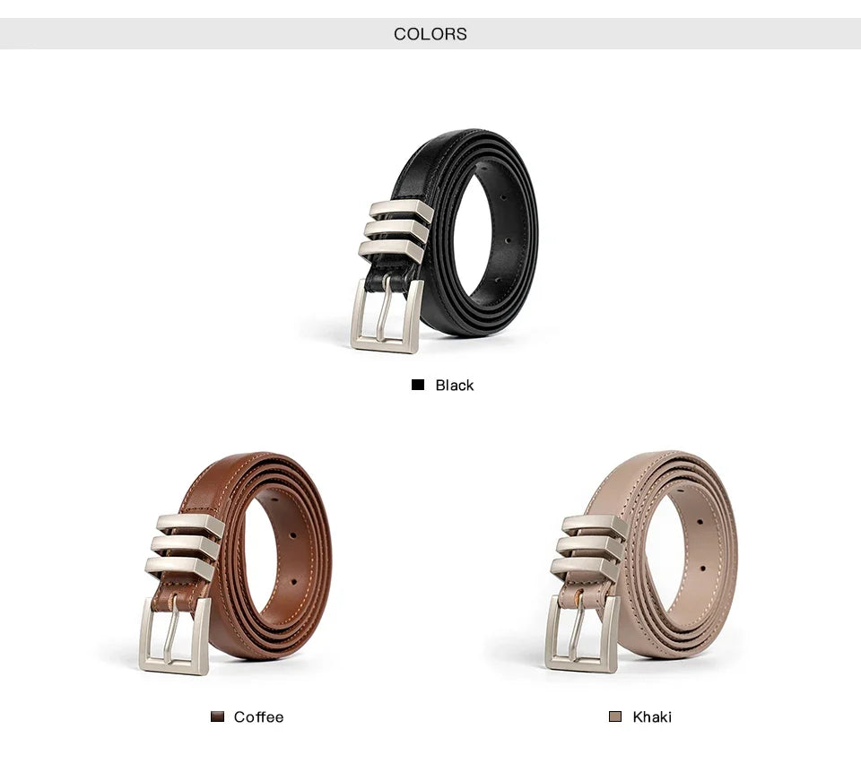 Belts Women Full Grain Leather Versatile Solid Color Metal Buckle 2024 Ladies Accessories Handmade 91055