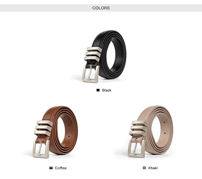 Belts Women Full Grain Leather Versatile Solid Color Metal Buckle 2024 Ladies Accessories Handmade 91055
