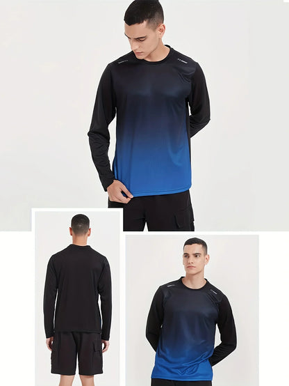 Men's Compression T-shirt, Long Sleeve Crew Neck Sweat-absorbing Quick-drying T-shirts For Men's Fitness Training
