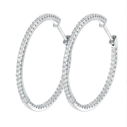 1.2mm Moissanite Hoop Earrings for Women European and American Circle S925 Sterling Silver Sparkling Diamond Earring Jewelry