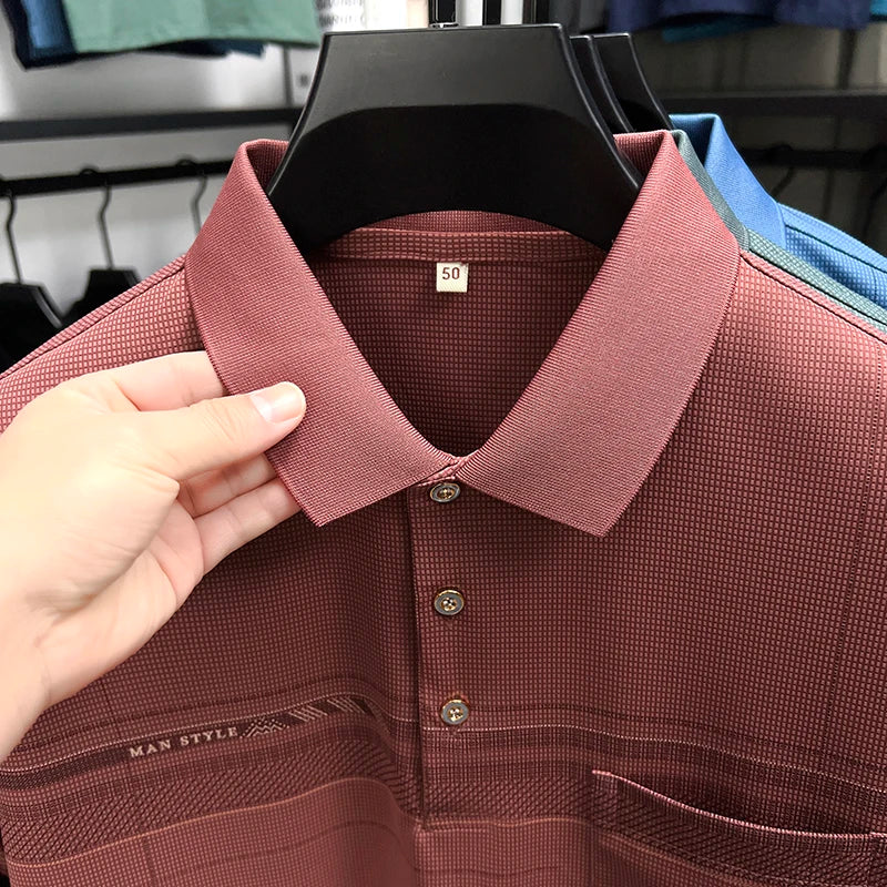 Retro men's short sleeved polo shirt summer fashion pocket stripe high-end custom design comfortable cotton top casual T-shirt