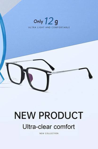 Men's Classic Titanium Square Frames Anti-Blue Light Reading Glasses Men Myopia Hyperopia Customizable Prescription 5042X