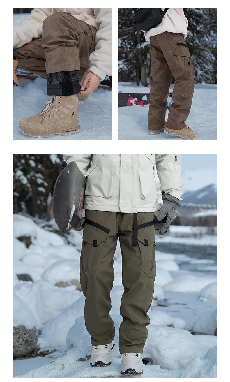 Winter Three-Tn-One Down Hiking Pants Men Windproof Waterproof Antifouling 90 White Duck Down Removable Liner Outdoor Sport Pant