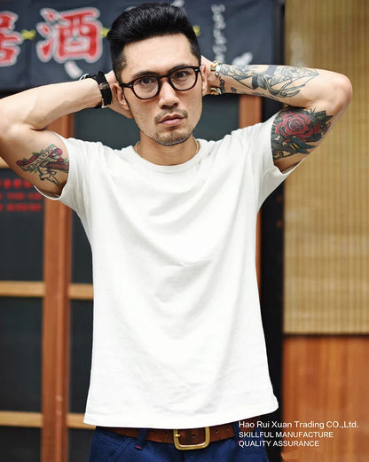 Tops & Tees Men's T-shirt Short Sleeve  Anti-Deformation Anti-Shrink Double-woven Fabric Cotton Soft Slim Fit