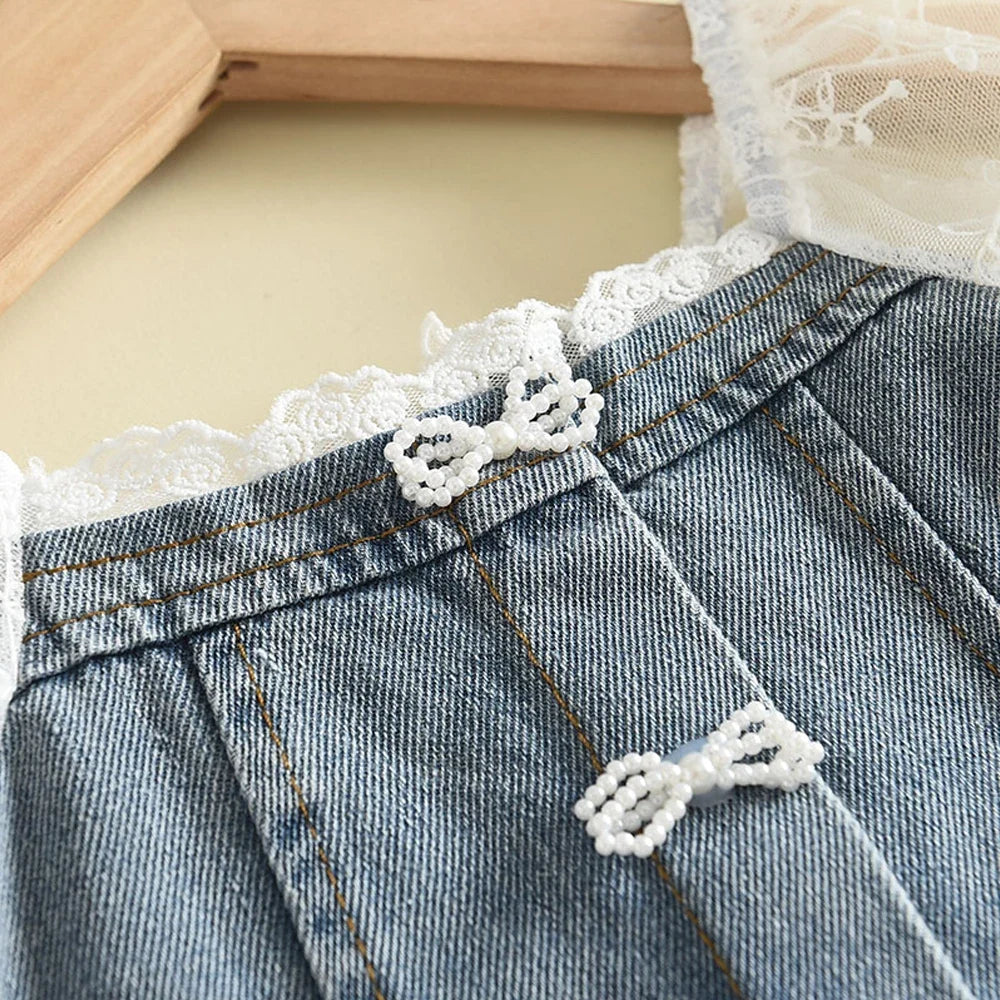 Summer Girl Princess Dresses Children's Embroidery Three Dimensional Flower Lace Mesh Dress 2-6 Years