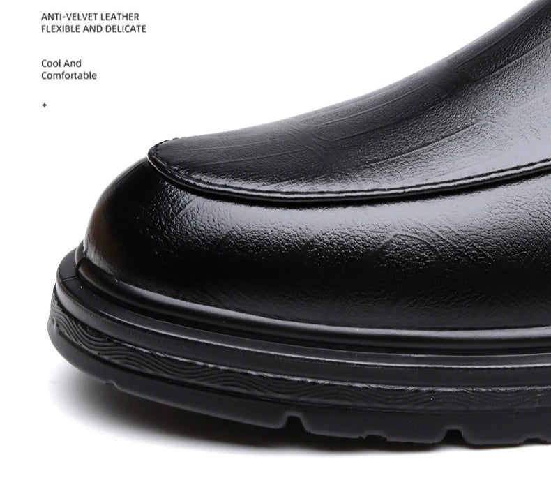 Men's Lace-up Business Casual Leather Shoes Spring Autumn New Platform Work Shoes Male Fashion Solid Color Dress Shoe Man