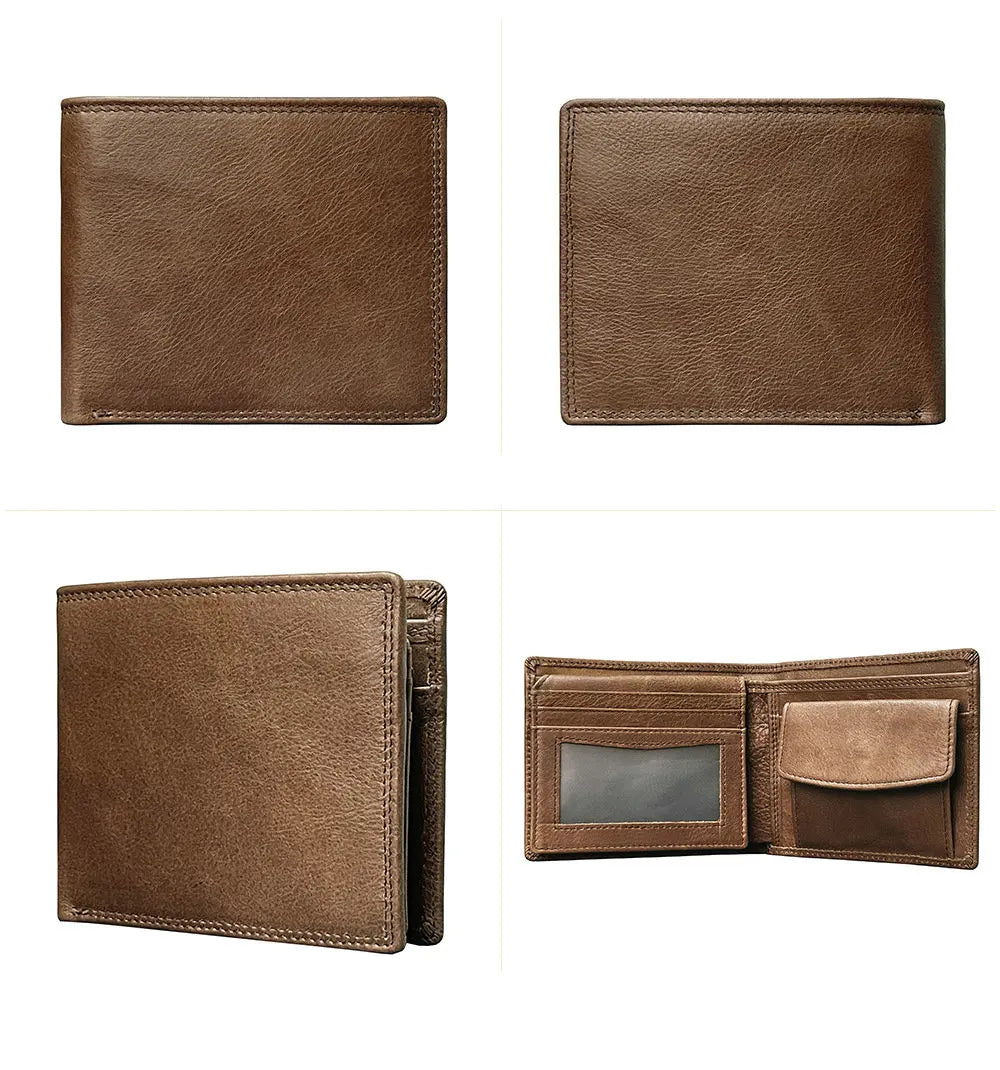 Multi-Functional First Layer Cowhide Men's Wallet Retro Horizontal Zipper Change Credit Card Position Men's Real-Leather Bag