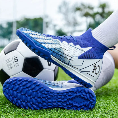 Limited high-top soccer boots FG spikes and TF broken nails Unisex style are available in 3 colors football boots sneakers