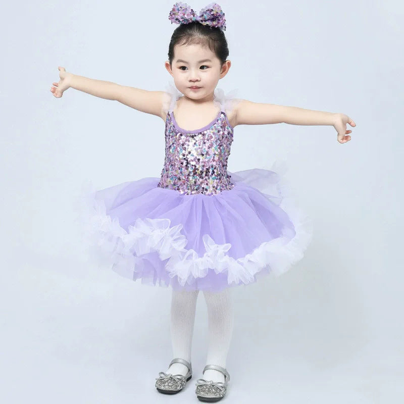 Children's Day Dance Dress Girl Ballet Princess Summer Dresses Girls Ballet Sequins Outfit Kids Clothes Vestidos Birthday Gift