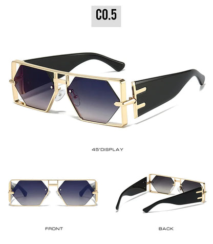 2025 New Hollow Sunglasses Men Women Hip Hop Internet Celebrities Ins Fashion Sun Glasses Ladies Female Alloy Frame Square UV400