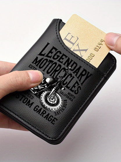 1pc Men'S Retro Faux Leather Wallet - Stylish Vintage Motorcycle Theme - Slim And Soft Design with Various Card Slots, Business