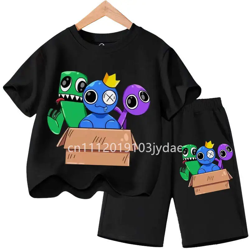 Kids Rainbow T-shirt Friends Girls Boys Clothes Summer Short Sleeve Tshirt Set Cartoon Tee Tops Game Anime Shirts Camiseta