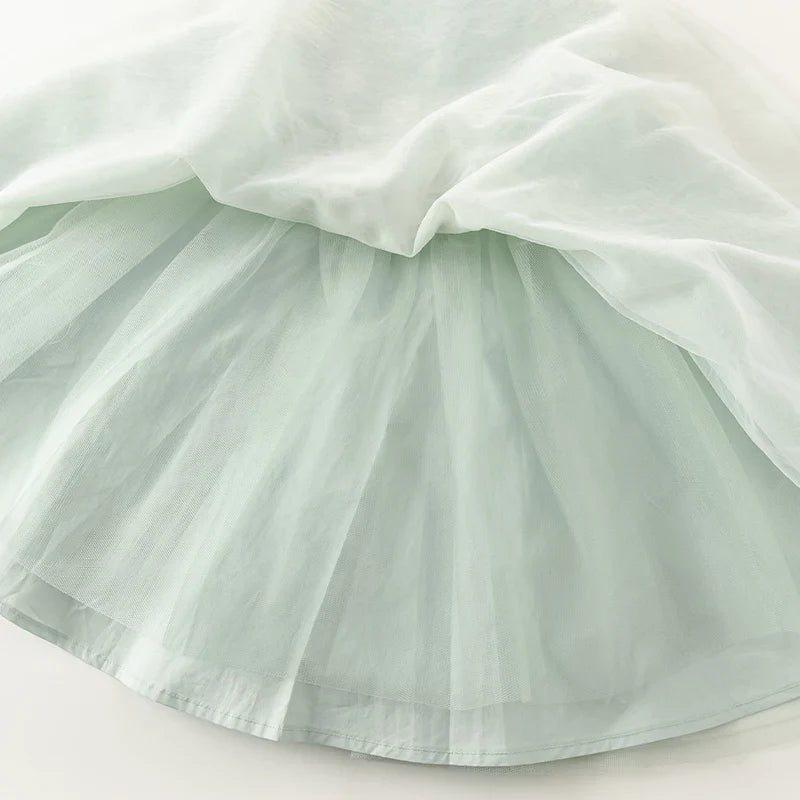 Girl's Princess Dress 2025 New Summer Children's Baby Mesh Noble Cute Sweet Charm Evening Dress Party DB2221920-A