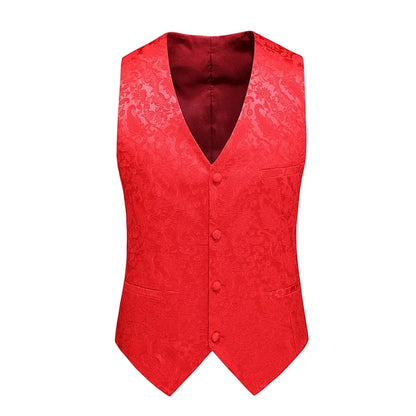 2026 New Men's Red Sleeveless Vest Coat, Single-breasted V Neck Waistcoat, Wedding Party Vests Blue Black Asian Size M-5XL 6XL